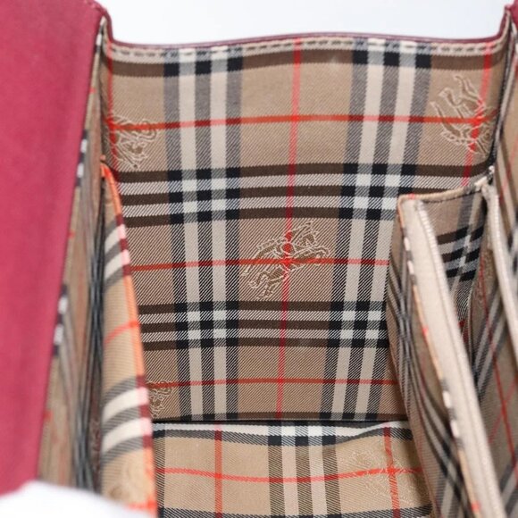 BURBERRY Hand Bag Leather Bordeaux Silver Auth - Picture 13 of 16